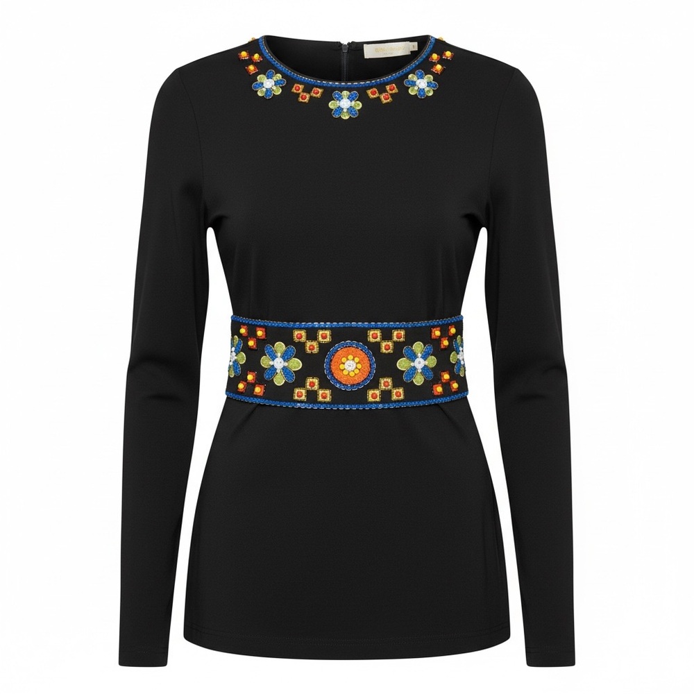 Tory Burch Black Beaded Tunic Top - Women’s Size Small